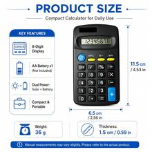 2PCS Basic Electronic Calculator Set, High-Definition Large Screen With Clear Display, Large Buttons For Comfortable Pressing, Suitable For Student Learning, Office Accounting, Home Daily Calculation, Portable Desktop Simple Arithmetic Tool, Each Calculator Requires 1 AA Battery, Batteries Not Included - A - View 9