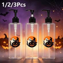1pc/2pcs/3pcs 400ml Pumpkin And Ghost Cartoon Pattern Transparent Square Soap Dispenser, Refillable Shampoo, Body Wash And Conditioner Dispenser, Halloween Theme - Suitable For Halloween, Shower, Hotel, Kitchen Use - No Electricity Required - Clear - View 6