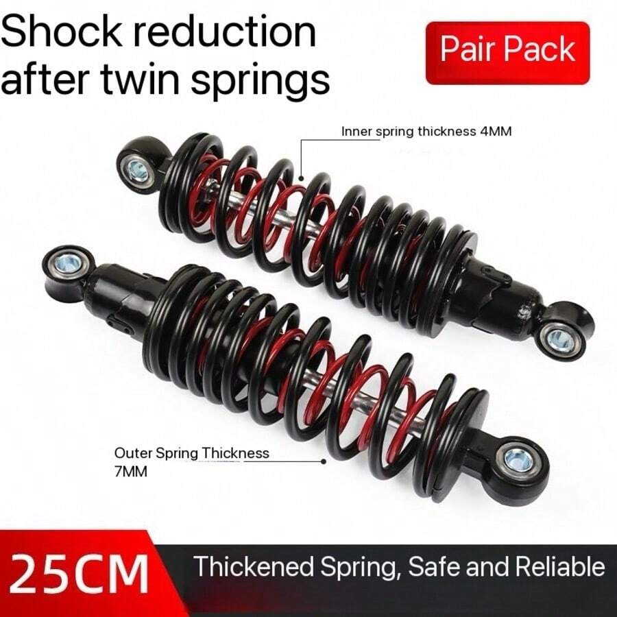 Electric Motorcycle Thickened Dual Spring Shock Absorber Universal Modification Rear Shock Absorber Accessories For Electric Scooter, Suitable For Yadea, Aima, Xiaodao, Xinri Thickened Spring Shock Absorber