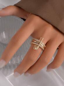 1pc Creative Fashion Personalized Micro-Inlaid Zirconia Triple Ring Brooch Ring For Women Daily Wear - Brooch Ring - View 5