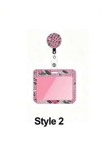 Pink Leopard Print Rhinestone ID Card Holder With Lanyard, ID Card Storage Box, Anti-Loss Lanyard, Student ID Card Holder, Self-Service Restaurant Card Holder, Slide Cover, Dual Card Slots, Small Card Slot, Bus Card Holder, Non-Inductive, Bank Card Holder, Subway Card Storage, Adjustable Portable ID Card Holder Decorative Keychain, Suitable For Office Workers And Students, Perfect Gift, Back To School Season Gift, Couple Card Holder, Bank Card Holder, Travel Essential, Commute, Business Trip, Back To School Season, Thanksgiving, Halloween, Christmas, Teacher's Day Gift - Multicolor - View 13