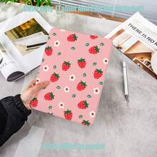 Strawberry Flower Pattern Tablet Protective Case, Tri-Fold High Transparency Acrylic With Pen Slot Protective Case. Tablet Protective Case Features: Tri-Fold Stand Design, Smart Sleep/Wake, Full Protection, Skin-Friendly Frame Material, Airbag Shockproof Frame, Multi-Angle Stand, Built-In Pen Slot, Precise Cutouts, Lightweight And Portable. Compatible With IPad Mini4/5 (7.9 Inch), Mini6/7 (8.3 Inch); Air1/2/3, IPad5/6/8 Generation (9.7 Inch); IPad2019-2021, Pro10.5, Air3 Universal - Multicolor - View 2