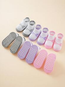 12 Pairs Random Bow Pattern Anti-Slip Floor Socks For Girls 1-12 Years Old, Dotted Grip Socks - Multicolor - View 4