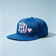 1pc HD Letter Heart Embroidered Flat Brim Snapback Cap Adjustable Hip‑Hop Streetwear Baseball Cap Unisex Fashion Sun Hat - Multicolor - View 15