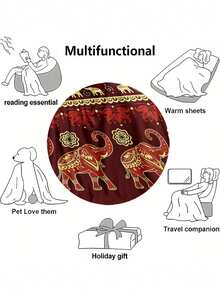 1pc Modern Minimalist Soft Comfortable Blanket, Animal Floral Pattern, Multi-Purpose Throw For Sofa, Bed, Outdoor Camping, Leisure, Suitable For Home, Picnic, Travel, All Seasons, Gift For Family And Friends - Multicolor - View 6