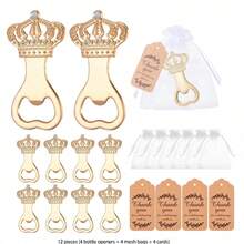12pcs Gold Crown Bottle Opener Wedding Guest Favors, Bridal Shower Souvenirs, Birthday Gifts, Anniversary Decor, Party Thank You Gifts, Crown Design - Multi-color - View 11