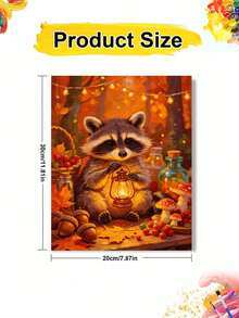 1pc Autumn Theme DIY Digital Oil Painting, Raccoon Canvas Art Painting For Adult Beginners, Wall Decor Home Decor, Holiday Gifts. - Sets - View 10