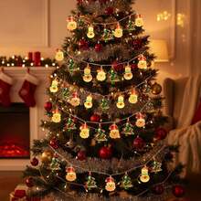 Christmas Light 20 LED Snowman Santa Claus Christmas Tree Hybrid Battery Power Supply (Excluding Battery) Christmas Cartoon Pendant, 2 Flashing Modes, Suitable For Indoor Christmas Tree Decoration, Home, Gatherings - Warm White - View 8