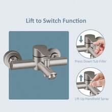 Stainless Steel Wall-Mounted Shower Mixer Faucet, Cold And Hot Bathroom Bathtub Faucet With Diverter, Modern Bathroom Shower Valve, Suitable For Home Bathroom Renovation - B - View 7