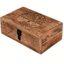 Handmade Wooden Tree Of Life Storage Box, Exquisitely Carved Commemorative Box, Jewelry Organizer, Unique Gift Idea For Men And Women (Finished With Flame Technique) - Multicolor - View 2