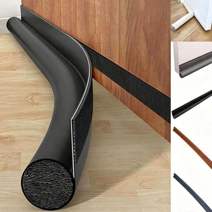 2pcs/1pc Self-Adhesive Door Bottom Seal Strip - Durable, Dustproof, Insect-Proof Seal Strip, Adjustable Door Bottom Seal Gap, Reduces Wind, Light, Cold Air , Suitable For Workshops And Homes, Curved Design | Durable Plastic Strip - A - View 1
