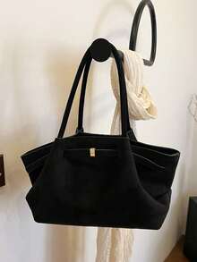 Nicekee Simple And High-End Shoulder Tote Bag With Exquisite Square Buckle Decoration, Suitable For Commuting To Work, Daily Shopping And Travel - Black - View 9