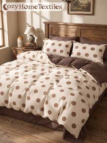 2/3-teiliges Vintage-Bettwäscheset mit braunem Polka-Dot-Muster, bequem, atmungsaktiv und leicht, pillingfrei, maschinenwaschbar, Raumdekoration für Schlafzimmer und Studentenwohnheim, geeignet für alle Jahreszeiten und Herbst, passend für Einzel-/Doppel-/Queen-/King-Size-Betten, ohne Füllung, Halloween - Verschiedenfarbig - Übersicht 7