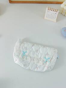 1 buah Tas Kosmetik Kartun Lucu Berbahan Quilted, Kapasitas Besar, Kantong Makeup dengan Dekorasi Pita Manis, Organizer Perlengkapan Mandi Portabel untuk Perjalanan & Penggunaan Sehari-hari, Kotak Pensil Feminin - MultiWarna - View 14