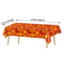 Tablecloth, 3/1pc Autumn Maple Leaf Plastic Tablecloth, 54 X 108 Inch Thanksgiving Rectangular Tablecloth Suitable For Harvest Festival Party Rustic Kitchen Decor - Multicolor - View 2