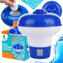 Floating Pool Tablet Dispenser 13.2 * 12.5 * 4.5 Cm With Adjustable Flow, Floating Pool Dispenser, Blue And White Pool Floater For 20 G Tablets And Granules, Gradual Water Treatment Distribution, Chlorine Resistant Design Ideal For Home Pools - A - View 1