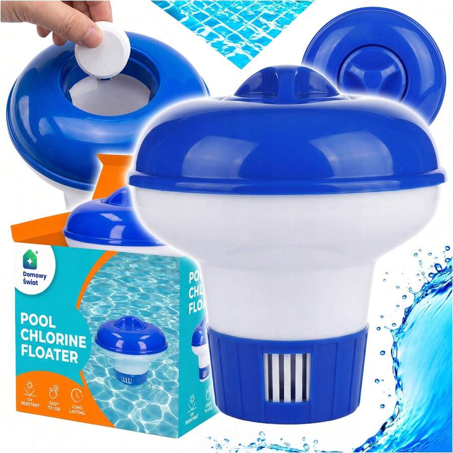 Floating Pool Tablet Dispenser 13.2 * 12.5 * 4.5 Cm With Adjustable Flow, Floating Pool Dispenser, Blue And White Pool Floater For 20 G Tablets And Granules, Gradual Water Treatment Distribution, Chlorine Resistant Design Ideal For Home Pools - A - View 1