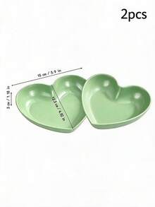 Heart-Shaped Plastic Plate, Bone Dish - Multi-Purpose Tray, Kitchen Utensils, Suitable For Home, Party, Wedding, Birthday, Festival Supplies - Green - View 2