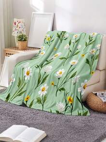 1pc Soft & Comfortable Modern Floral Pattern Flannel Blanket, 2D Printed Throw Blanket For Office Nap, Sofa & Bed Decor, Outdoor Camping Leisure Blanket, Perfect Gift For Family & Friends - Multicolor - View 2