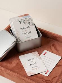 Personalized Floral Custom Playing Cards Set (54 Cards) With Metal Gift Box, Custom Name & Date Souvenir, Wedding Guest Book Alternative And Reception Party Game, Fun Family Tabletop Entertainment, Ideal Anniversary Gift For Newlyweds, Friends And Family - Multicolor 3 - View 6