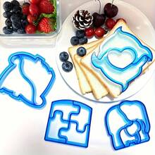 6/1pc Sandwich Cutter Set, DIY Food Making Tool, Cute Animal Pattern Mold, Suitable For Sandwich, Bread, Pancake And Cookie, Can Make Fun Shaped Toast, Suitable For Bento Box Plating And Food Decoration, Kitchen Essential - Multicolor - View 3