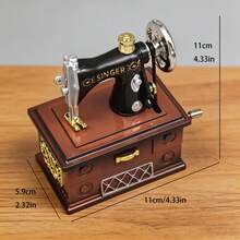 Christmas Exquisite Desktop Ornament Fashion Gift Hand-Crank Desktop Sewing Machine Music Box - Hand-Crank Handle Plays Music - Sewing Machine Hand-crank Music Box - View 3