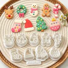 10Pcs Christmas Theme Polymer Clay Cutters, Snowman Reindeer Xmas Tree Pattern Clay Molds, DIY Handmade Earring Pendant Jewelry Craft Tools - 10 Pieces - View 4