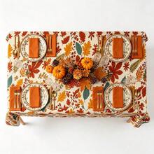 Tablecloth, 4PCS/1PC Autumn, Thanksgiving Plastic Rectangular Tablecloth, 108*54 Inch Disposable Autumn Maple Leaf Tablecloth Background, Harvest Pumpkin Tablecloth Suitable For Autumn Party Supplies - Multicolor - View 3