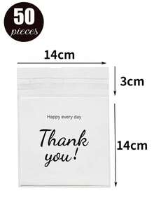 100pcs/50pcs, Multiple Sizes And Specifications, Translucent, Happy Every Day, Thank You Letter Bags, Jewelry Necklace, Earrings, Small Items Storage Bags, Self-Adhesive Sealing Bags, Dust-Proof, Wear-Resistant, Anti-Oxidation Packaging OPP Bags, Suitable For Daily Gatherings And Home Use - A - View 10