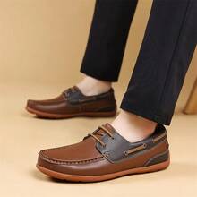 Unisex Metal Buckle Decor Loafers Slip-On Soft Faux Leather Driving Moccasins Non-Slip Rubber Sole Casual Flat Shoes Plus Size 37-48 - Brown - View 8
