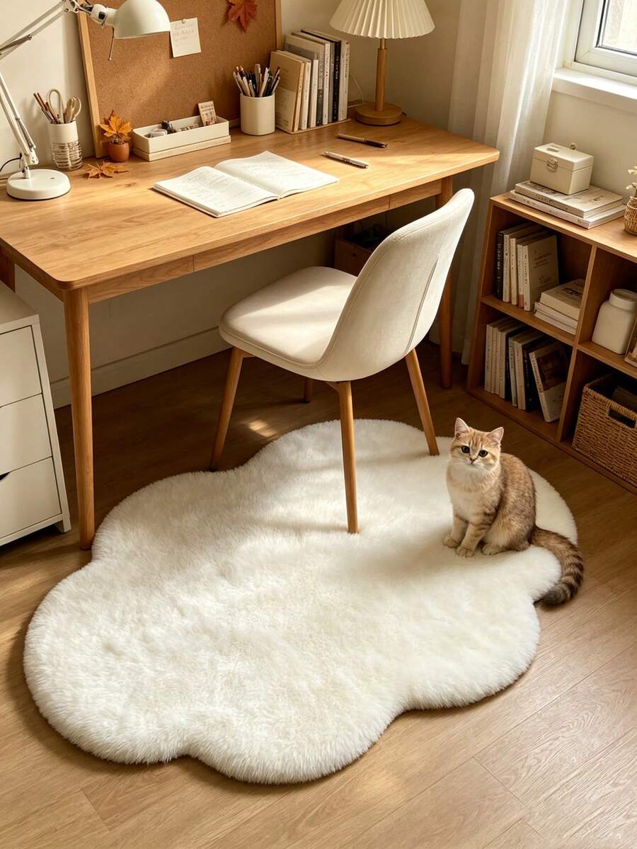 1pc 2026 New White Long Plush Cloud Rug, Bedroom Bedside Rug, Living Room Mirror Rug, Dressing Room Window Seat Rug, Suitable For Sofa Side, Bedside And Other Areas, Decorative Rug, Bedroom Decor, Small Rug, Rug, Home Decor, Living Room Rug, Living Room Small Rug, Bedroom Rug, Living Room Home Decor, Outdoor Rug, Washable Rug - Multicolor - View 1