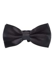1PC Men's Solid Color Bowknot, Double Layer Polyester Bowknot For Groom, Groomsman, Host, Server, Wedding - Black - View 4