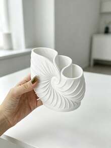Conch Spiral Toothbrush Holder, Cosmetic Storage Rack, 3-Compartment Toothbrush Cup Organizer, Multi-Functional Storage Rack, Creative Shell-Shaped Bathroom Countertop Organizer. Multi-Compartment Design, Can Classify Toothbrushes, Toothpaste, Makeup Brushes, Hollow Spiral Texture Simple And Elegant, Stable And Not Easily Overturned, Suitable For Bathroom Sink Countertop, Space-Saving And Easy To Clean, Practical Storage Item For Home And Dormitory. - Multicolor - View 7