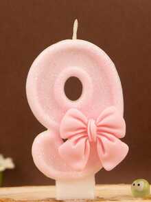 1pc Pink Bow Birthday Candle, Pink Glitter Sequin Decorated Number Candle 0-9, Romantic Gift For Best Friend, Mother, Girlfriend, Suitable For Birthday Party Cake Decoration, Creating Atmosphere, Christmas, Halloween Decoration, Baking Insert Decoration, Suitable For Girls, Children, Adults, Also Can Be Used For Ceremony Supplies, Gifts, Graduation Ceremony, Wedding And Other Occasions, Girl Photography Props, And Reliable - Multicolor - View 20