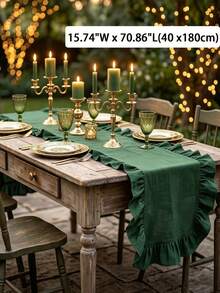 1PC Christmas Solid Color Ruffle Table Runner, Washable And Reusable, Suitable For Living Room, Dining Room, Party, Gathering, Home Daily Decoration, Wedding, Holiday Table Runner - Multicolor - View 9