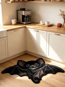 1pc Halloween Black Cartoon Bat Rug, Suitable For Halloween Party, Living Room, Kitchen, Bathroom, Bedroom, Balcony And Windowsill Decoration, Horror Theme Events, Trick Or Treat, Day Of The Dead - One Size Fits All - View 5