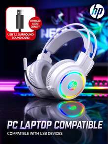 HP H100 Professional Gaming Headset Immersive Sound Effect High-Definition Noise Canceling Microphone Multi-Color RGB Lighting Adaptive Headband Music/Gaming Dual Mode Compatible With PC And Phone Optional Cute Cat Ear Accessory - View 17