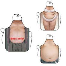 1PC Funny Beer Belly Print Apron - Realistic Abdomen Design, Durable Kitchen Apron, Suitable For Cooking, Brewing, Parties - Perfect Gift For Home Cooks And Beer Lovers - Easy To Clean Apparel, Holiday Kitchen Decor, Playful Kitchen Supplies, Sturdy And Affordable, Party Host Essential - Multicolor - View 2