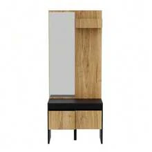 Hall Tree Set With Coat Rack, Hooks, Mirror, Shoe Bench, And 2 Drawers 60*38*145 Cm - Black - View 12