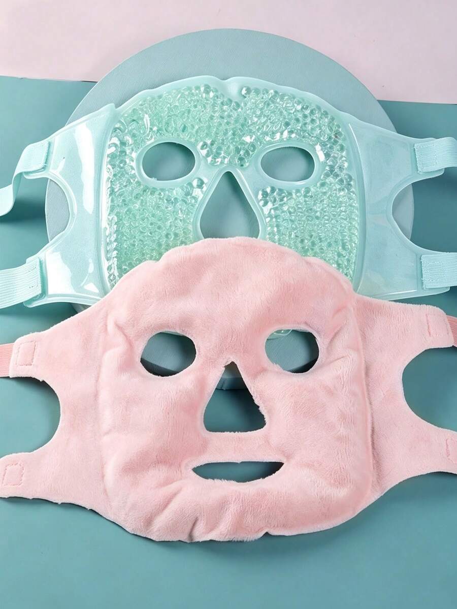 1/2PCS Ice Gel Face Mask,Reusable Cooling Gel Bead Face Mask With Adjustable Strap,Cold Compress Mask,Chilled Facial Mask,Face & Eye Cooling Mask,Cooling Eye Mask,Cold Gel Face Mask,Skincare,Puffy Face Care,Home Spa,Travel,Relaxation,Daily Use