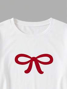 Christmas Autumn/Winter Two Pieces Butterfly Printed Long Sleeve Top+Red/White Checkered Pants Girl's Sleepwear Set,Soft Fabric,Teenagers' Home Wear - White - View 9