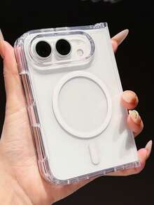 Minimalist Fashion Transparent Magnetic Phone Case, Compatible With IPhone 18 Ultra, Supports Foldable Wireless Charging, Hard PC Shockproof Protective Shell - Clear - View 1