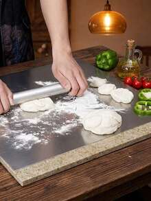1pc Stainless Steel Cutting Board, Kitchen Essential - Large Stainless Steel Cutting Board With Lid And Non-Slip Pad, Suitable For Countertop, Can Be Used For Cutting Meat, Vegetables, Bread And Baking, Kitchen Accessory - Silver - View 11