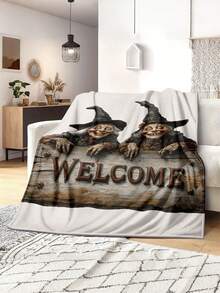 1pc Halloween Style Soft & Comfortable Blanket, Multi-Purpose Throw For Sofa, Bed, Outdoor Camping, Leisure, Home, Picnic, Travel, All Season, 280gsm Polyester, Machine Washable - Multicolor - View 4