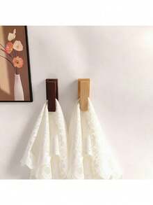 Wooden Towel Hook No-Drill Bathroom Home Use Strong Adhesive Wall Mount Clothes Hook Concealed Wooden Clothes Hook, Rustic Wall Hook For Towel Robe Coat Hat, Peel And Stick Wood Hook Self Adhesive Heavy Duty, Christmas Home Decor Gift - Multicolor - View 3