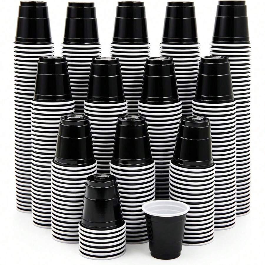 10/20pcs Gelas Pesta Mini, Gelas Kecil yang Dapat Digunakan Kembali, Gelas Shot untuk Permainan Pesta, Cocok untuk Camilan & Jus, Sempurna untuk Pesta Apa Pun - Hitam - View 1