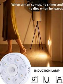 3/1pc Magnetic RGB Sensor LED Puck Light, USB Rechargeable Under Cabinet Night Light, 1200mAh Wireless Adhesive Light, Suitable For Wardrobe, Cabinet, Bedroom Decoration - Rechargeable Motion Sensor Cabinet Light - View 2