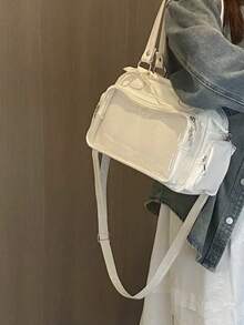 2026 Neue japanische & koreanische Stil große Kapazität Ita Tasche für Mädchen, vielseitige transparente Umhängetasche für Abzeichen, Anime Ita Tasche, Schultertasche kann Lehrbücher aufnehmen (enthält keine Anhänger, Puppen, Postkarten) - Weiss - Übersicht 4