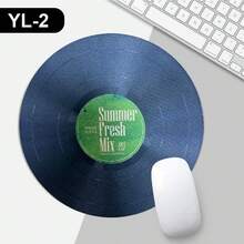 1pc Portable Vintage Vinyl Record Round Mouse Pad, Non-Slip Rubber Base, Tightly Woven High-Definition Print, Fade-Resistant, Washable, Thick Anti-Deformation Office Gaming Home Decor Desk Mat - View 14