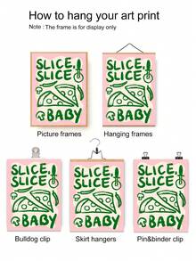 1件 Slice Slice 寶寶披薩帆布壁畫，無框復古手繪食物印花，趣味廚房海報，餐廳咖啡廳室內牆面裝飾，居家裝飾禮物 - 字母G款 - 查看 5